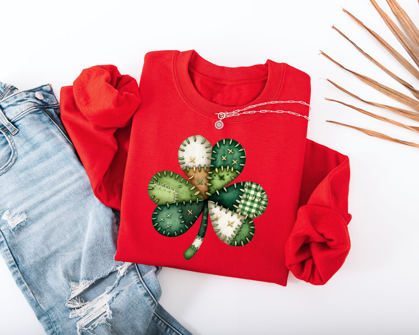 Patchwork Shamrock Adult Sweatshirt