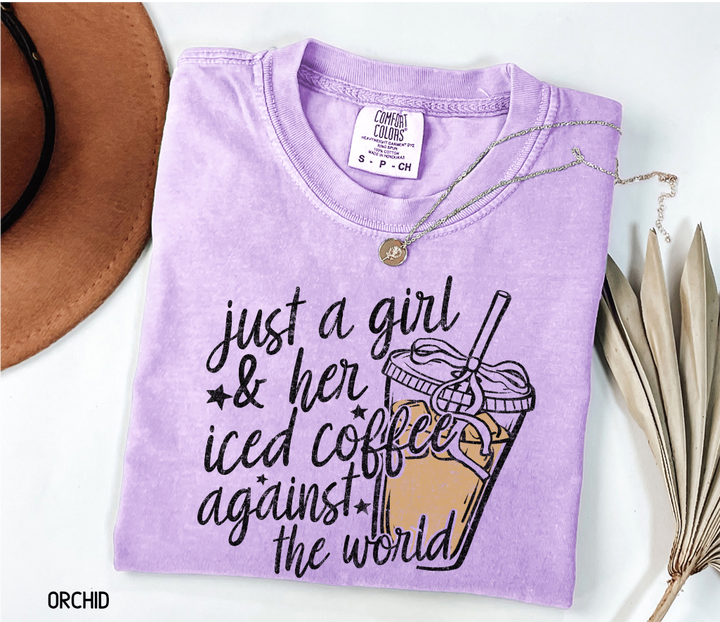 Just a Girl and Her Iced Coffee Adult Comfort Colors T-Shirt