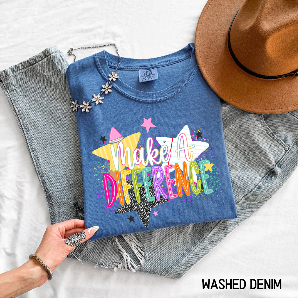 Make A Difference Teacher Adult Comfort Colors T-Shirt