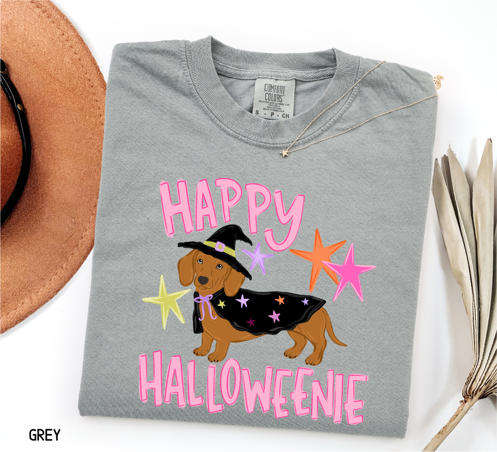 Happy Halloweenie Dachshund Adult Comfort Colors T-Shirt