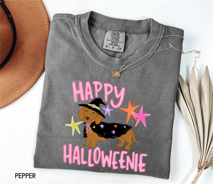 Happy Halloweenie Dachshund Adult Comfort Colors T-Shirt