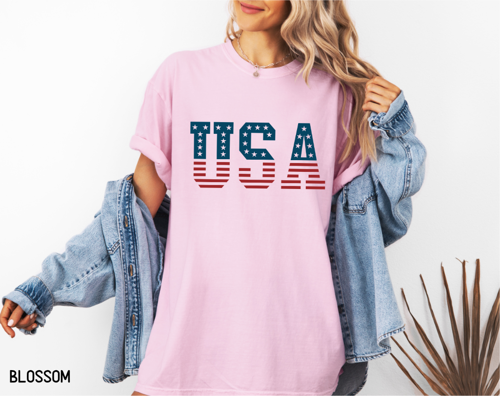 USA Stars and Stripes Adult Comfort Colors T-Shirt