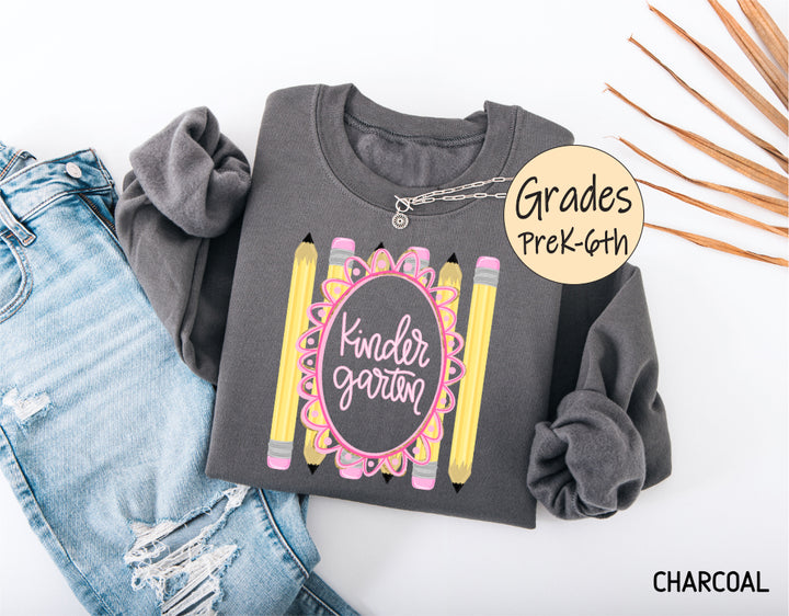 Pencil Grade Level Teacher Adult Sweatshirt