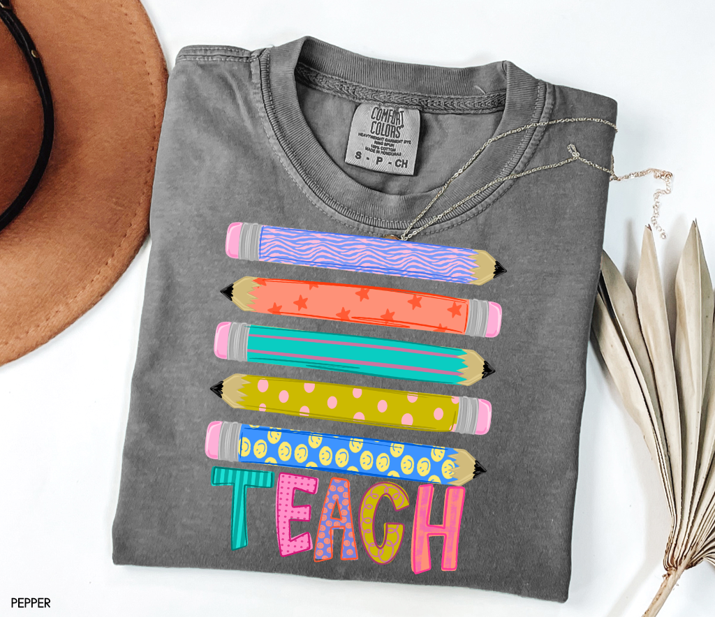 Teacher Pencil Adult Comfort Colors T-Shirt