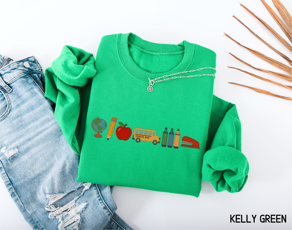 School Day Icons Adult Sweatshirt