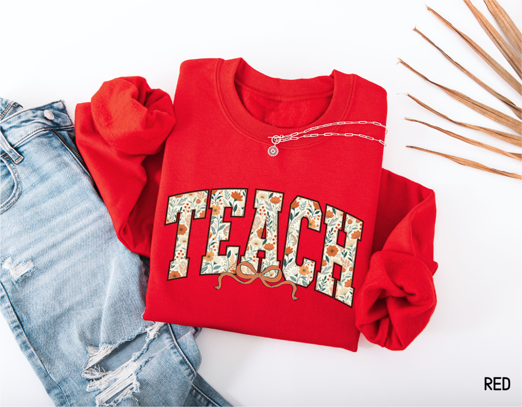 Teach Coquette Bow Adult Sweatshirt