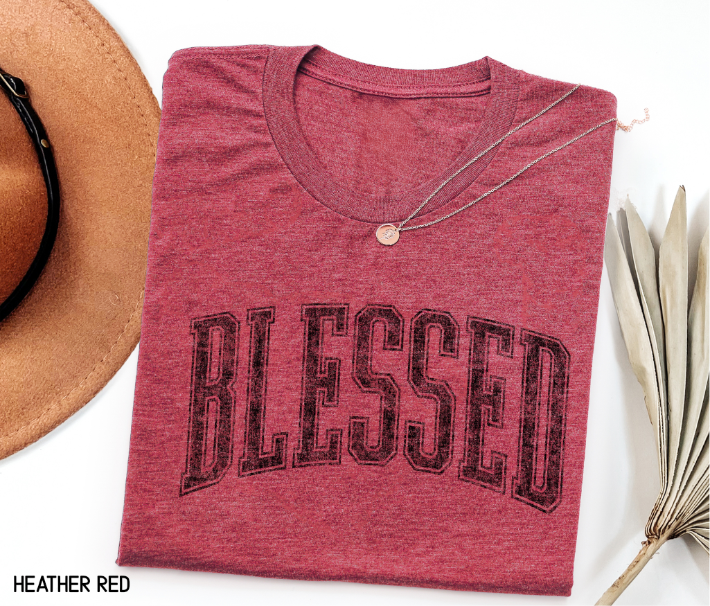 Distressed Blessed Adult T-shirt