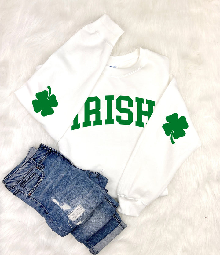 Irish Shamrock Elbow Patch Adult Sweatshirt