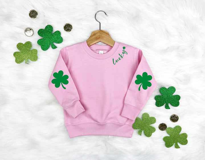 Lucky Shamrock Elbow Patch Kids Sweatshirt