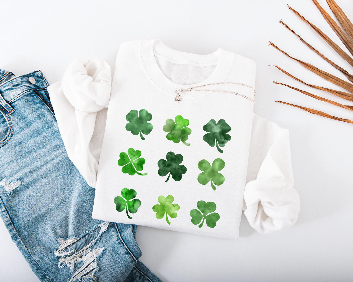 Watercolor Shamrock Adult Sweatshirt