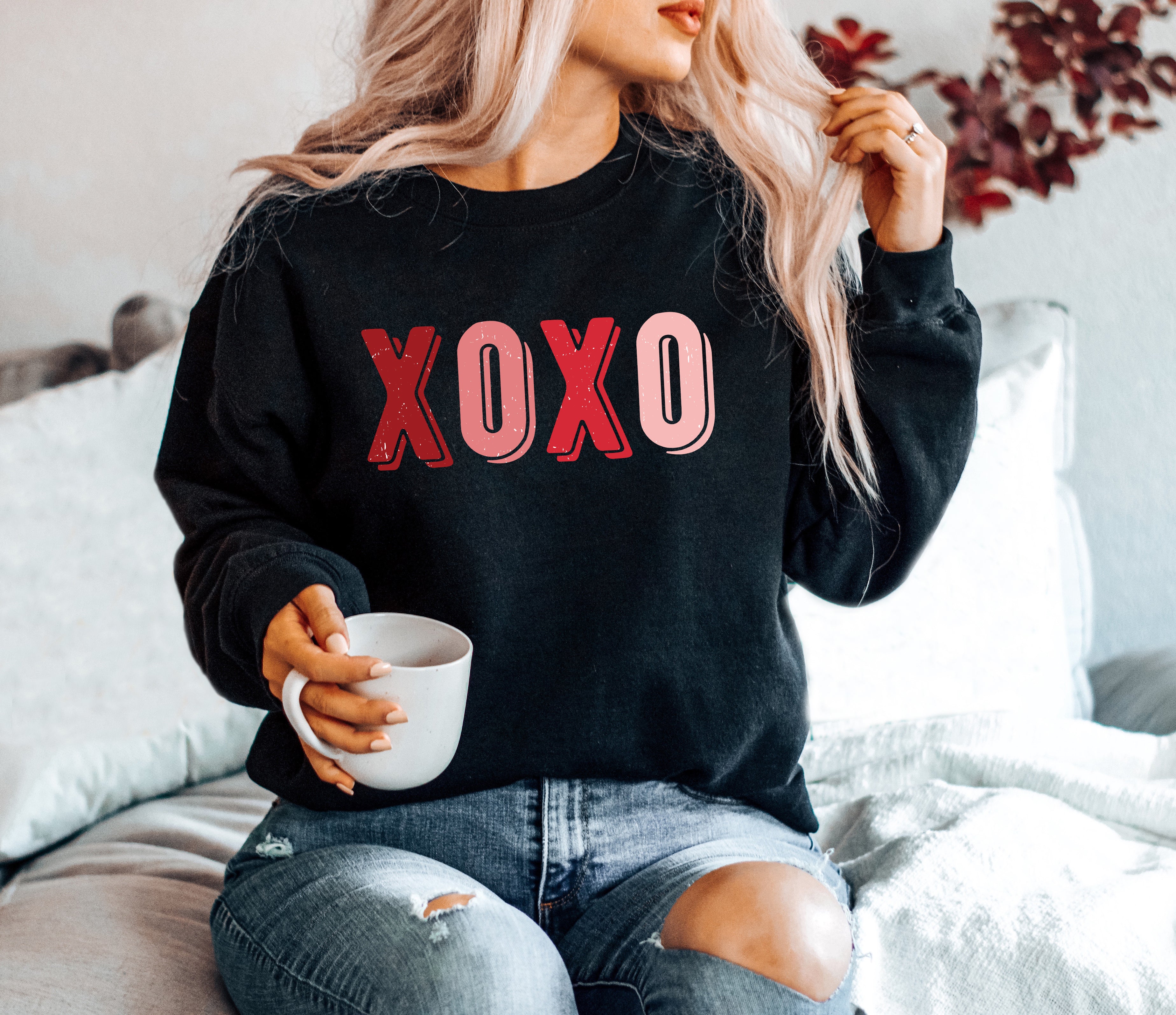 Distressed XOXO Adult Sweatshirt – Hello Handpressed