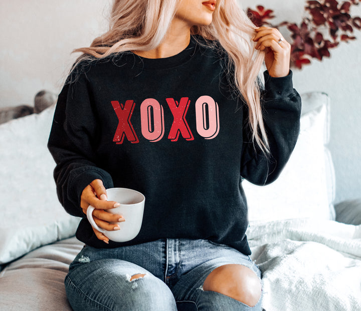 Distressed XOXO Adult Sweatshirt