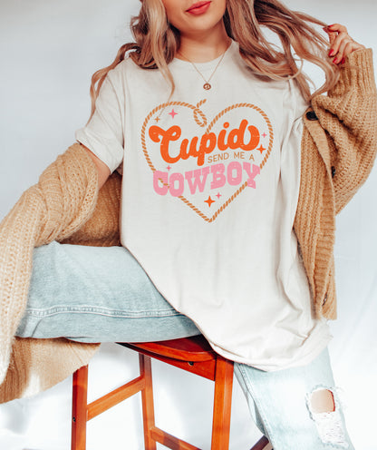 Cupid Send Me A Cowboy Adult T-shirt
