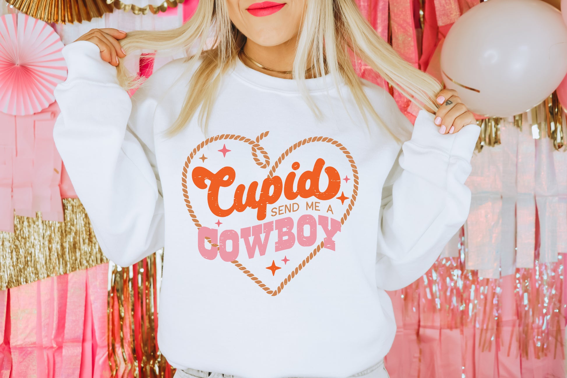 Cupid Send Me A Cowboy Adult Sweatshirt