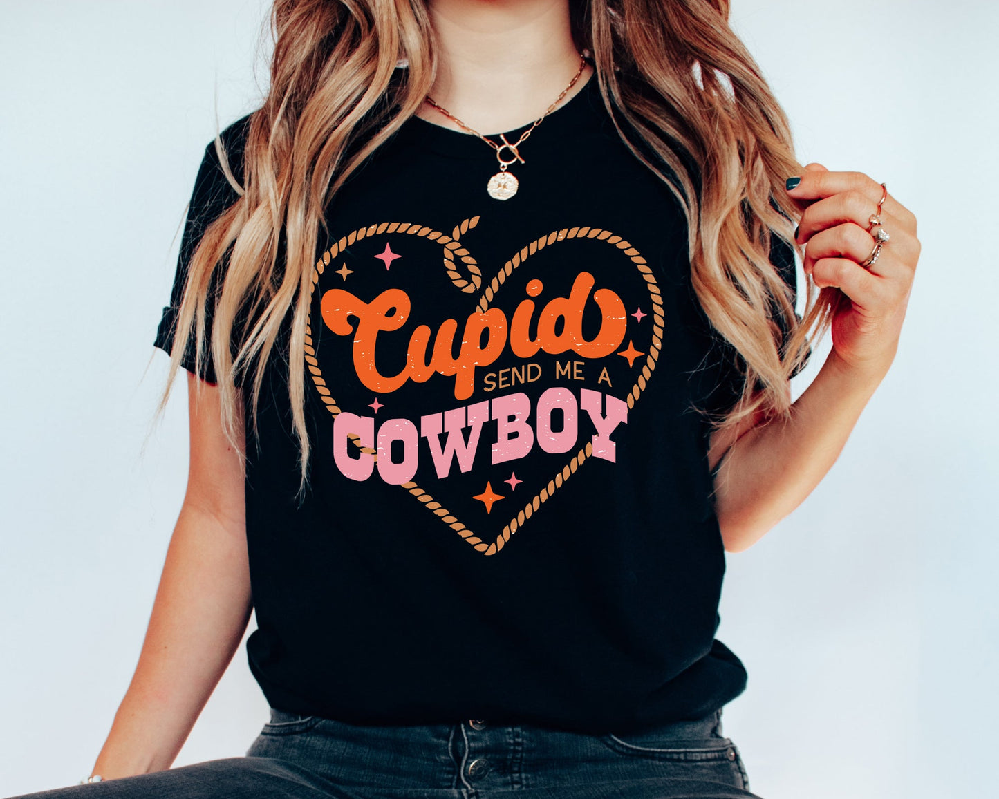 Cupid Send Me A Cowboy Adult T-shirt