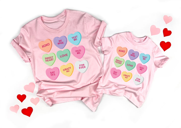 Candy Hearts Adult T-shirt