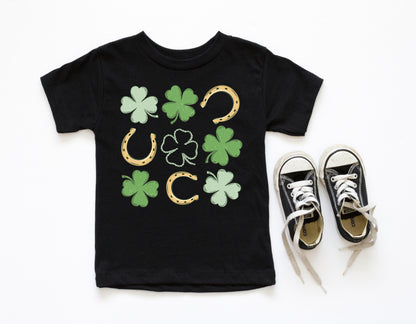Shamrock and Horseshoe Grid Kids T-shirt