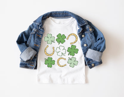 Shamrock and Horseshoe Grid Kids T-shirt