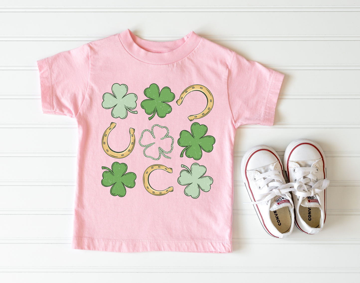 Shamrock and Horseshoe Grid Kids T-shirt