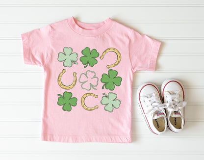Shamrock and Horseshoe Grid Kids T-shirt