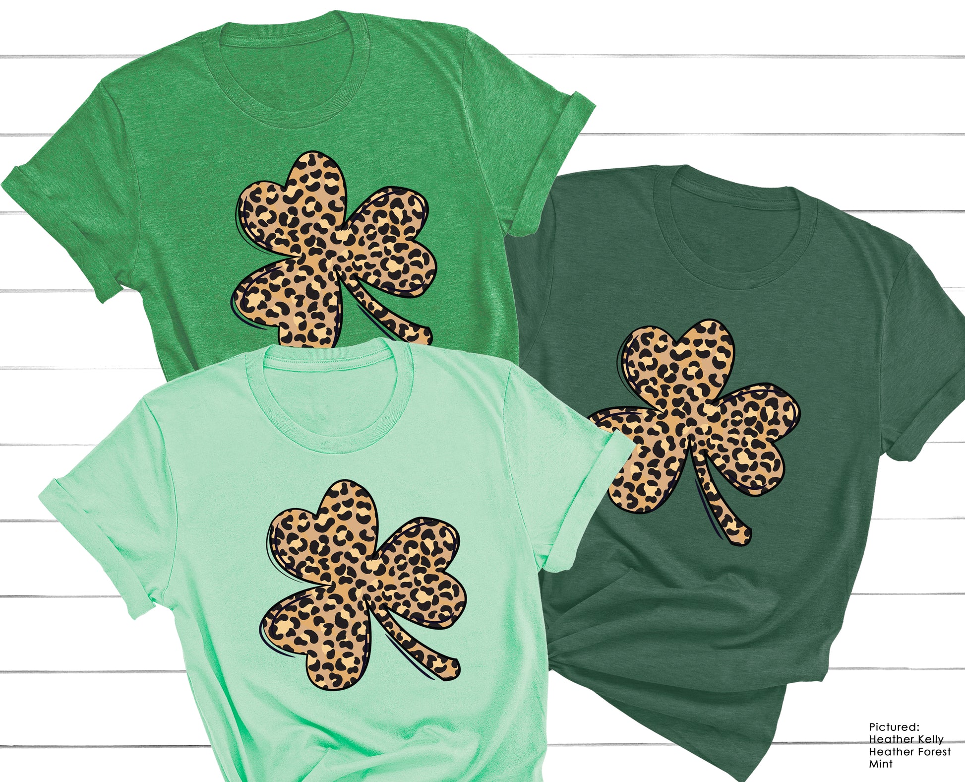 Leopard Print Shamrock Adult T-shirt