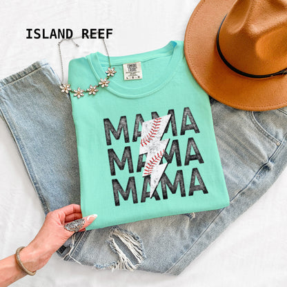Mama Baseball Bolt Comfort Colors Adult T-Shirt