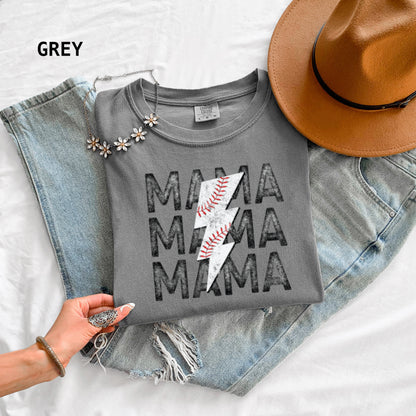 Mama Baseball Bolt Comfort Colors Adult T-Shirt