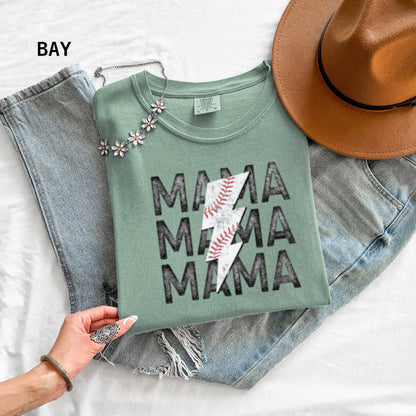 Mama Baseball Bolt Comfort Colors Adult T-Shirt