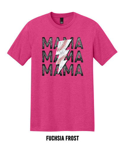 Mama Baseball Bolt Adult T-shirt