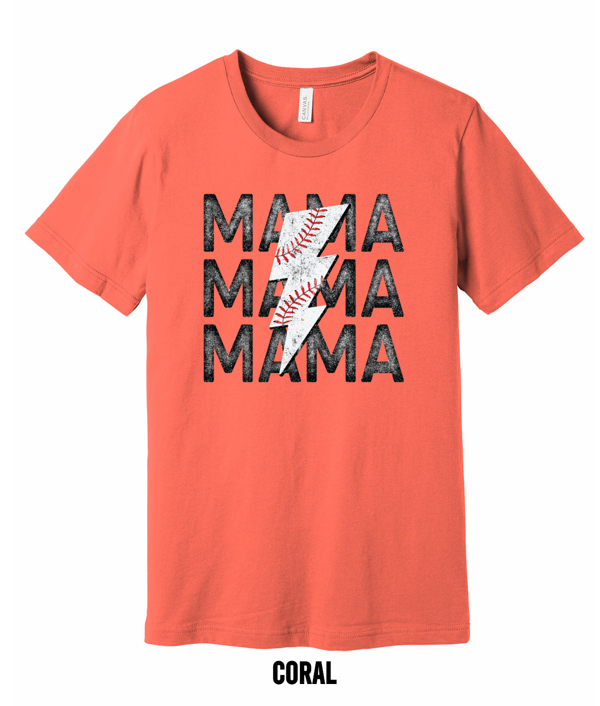 Mama Baseball Bolt Adult T-shirt