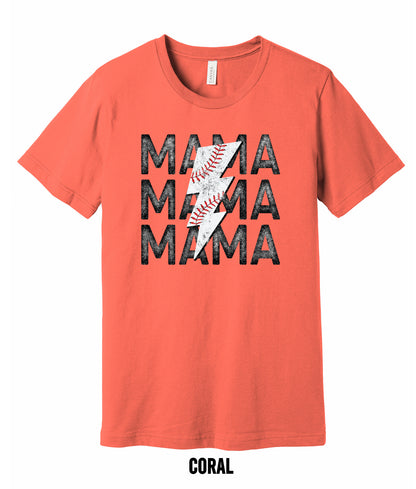 Mama Baseball Bolt Adult T-shirt