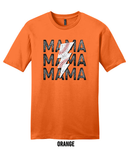 Mama Baseball Bolt Adult T-shirt
