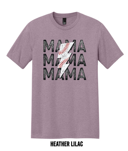 Mama Baseball Bolt Adult T-shirt