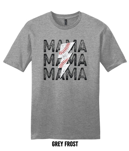 Mama Baseball Bolt Adult T-shirt