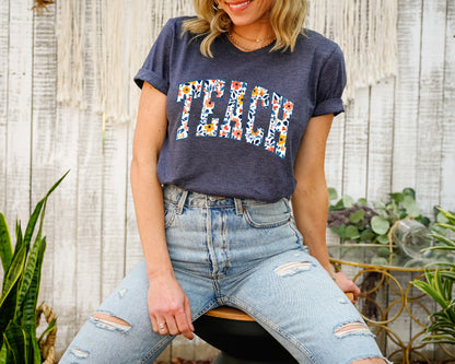 Teach Floral Adult T-shirt