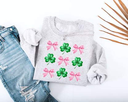 Pink Bow and Shamrock Adult Sweatshirt