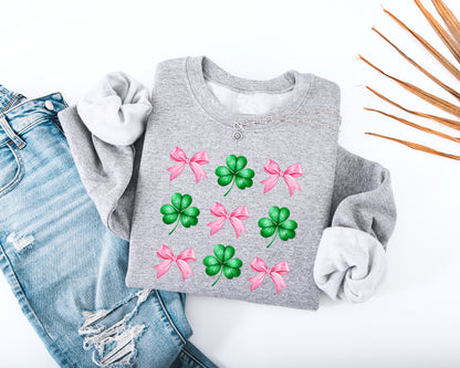 Pink Bow and Shamrock Adult Sweatshirt