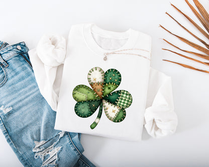 Patchwork Shamrock Adult Sweatshirt