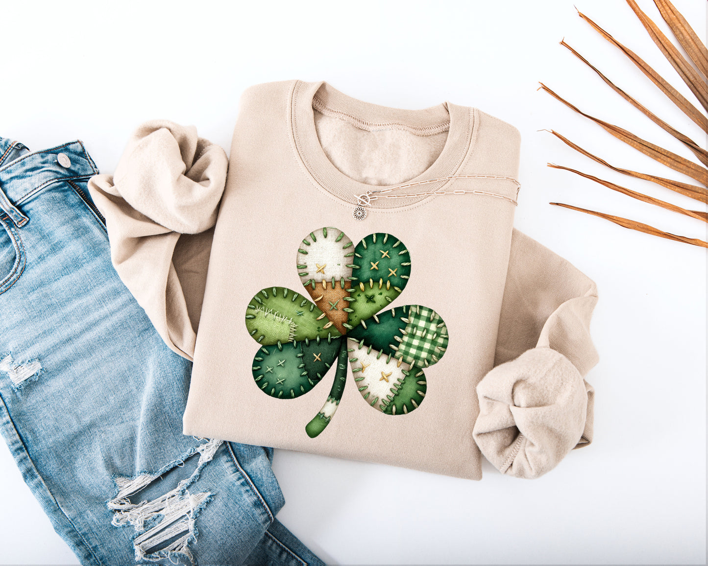 Patchwork Shamrock Adult Sweatshirt