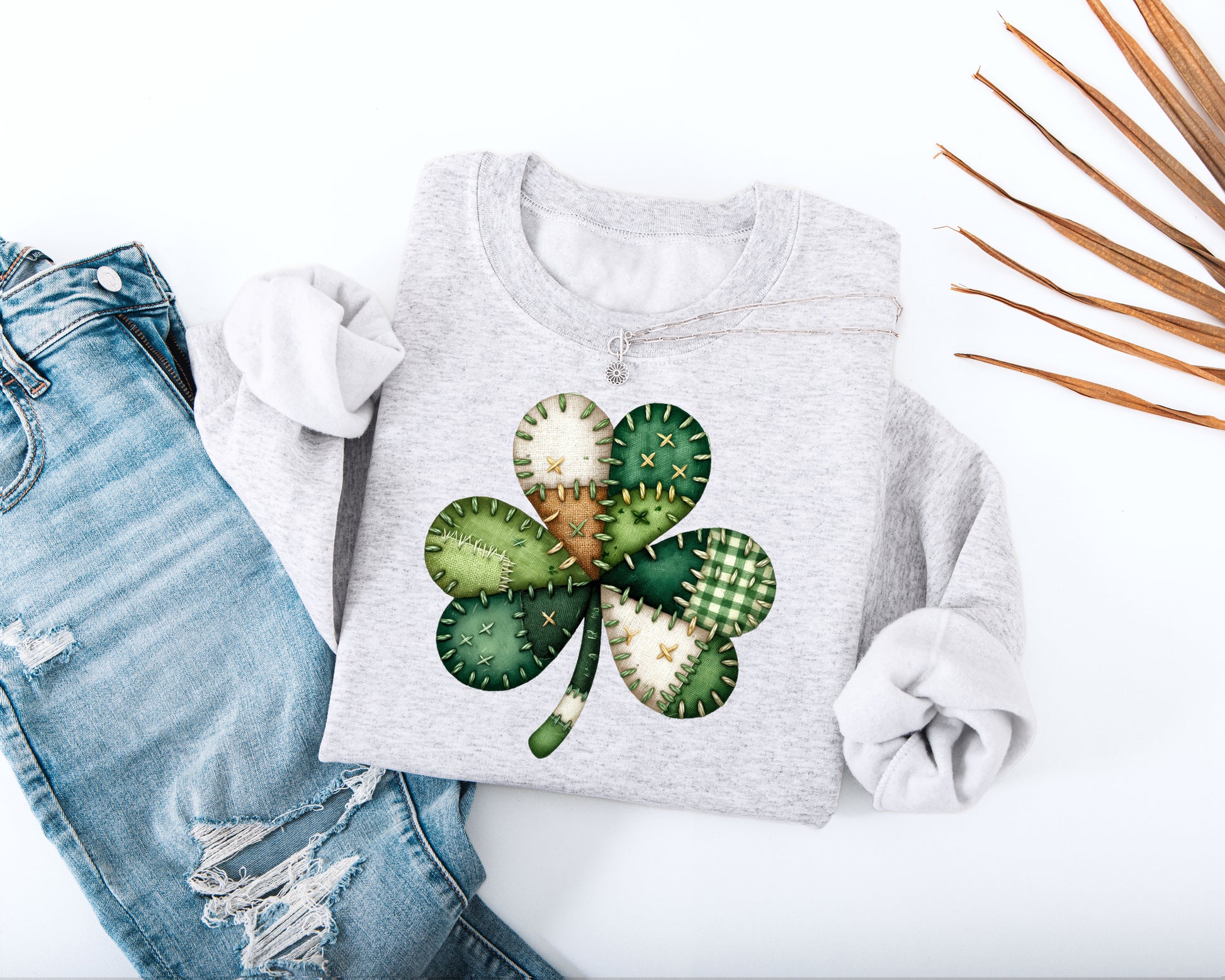 Patchwork Shamrock Adult Sweatshirt