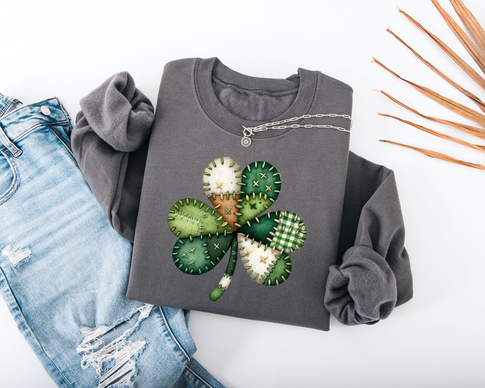 Patchwork Shamrock Adult Sweatshirt