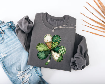 Patchwork Shamrock Adult Sweatshirt