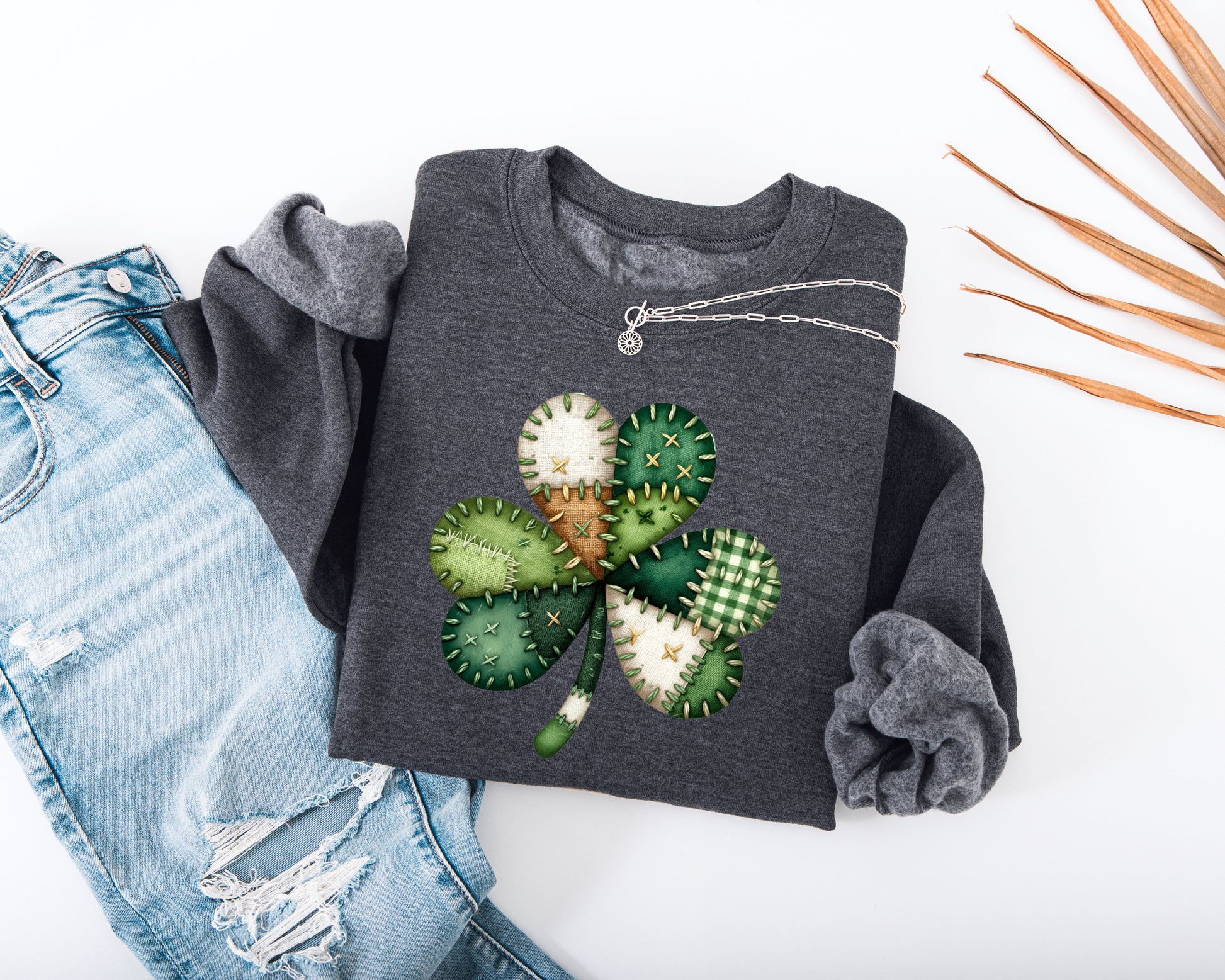 Patchwork Shamrock Adult Sweatshirt