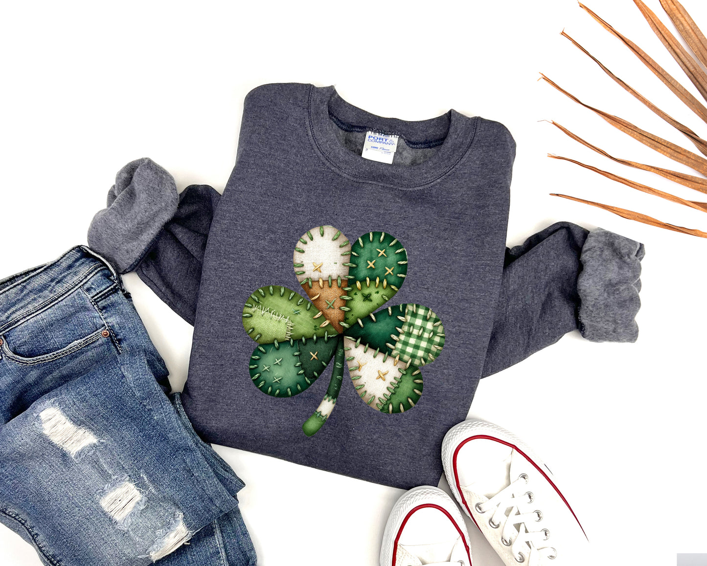 Patchwork Shamrock Adult Sweatshirt