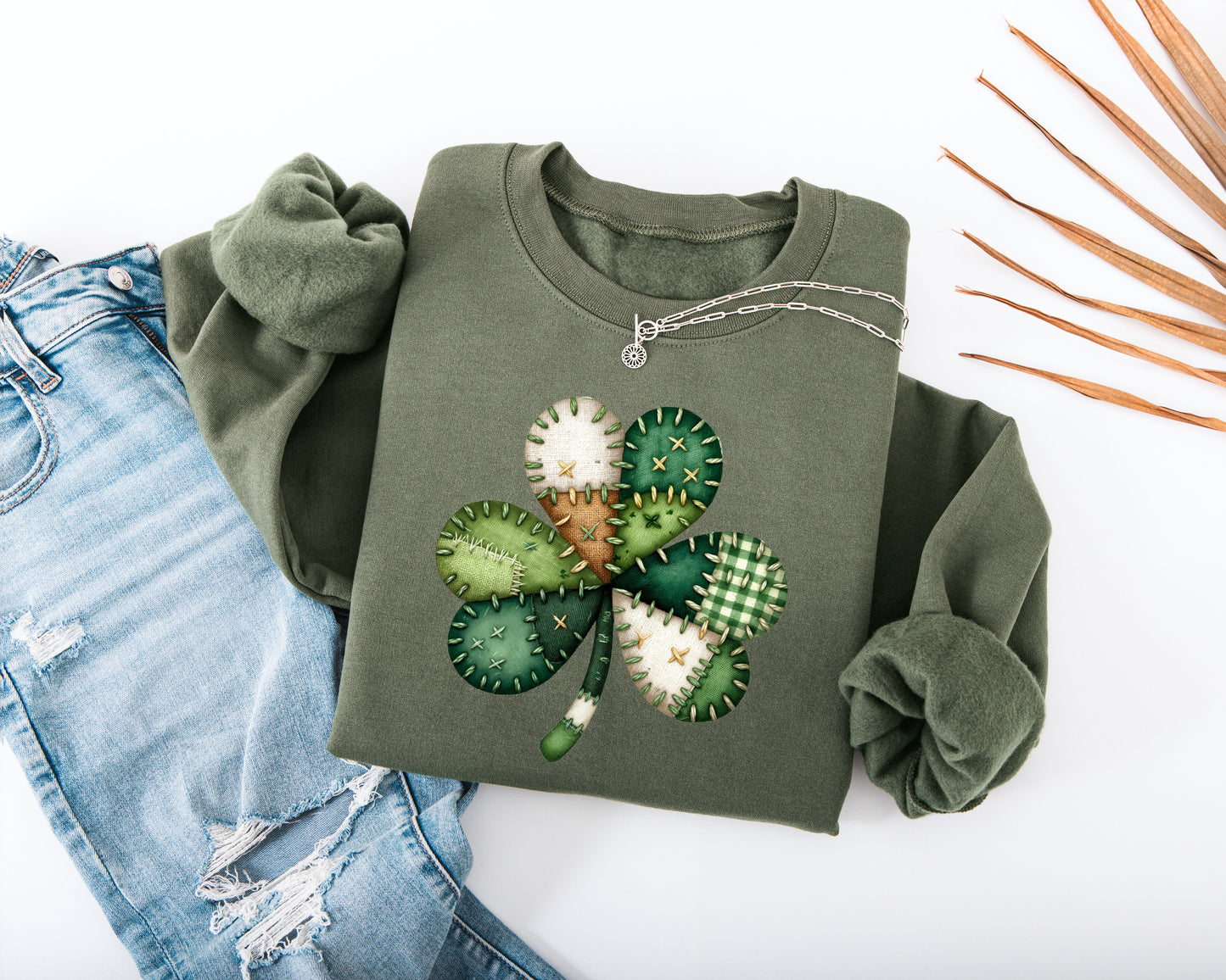 Patchwork Shamrock Adult Sweatshirt