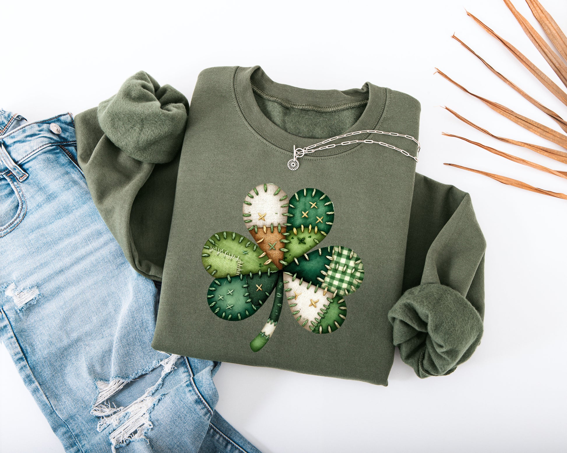 Patchwork Shamrock Adult Sweatshirt