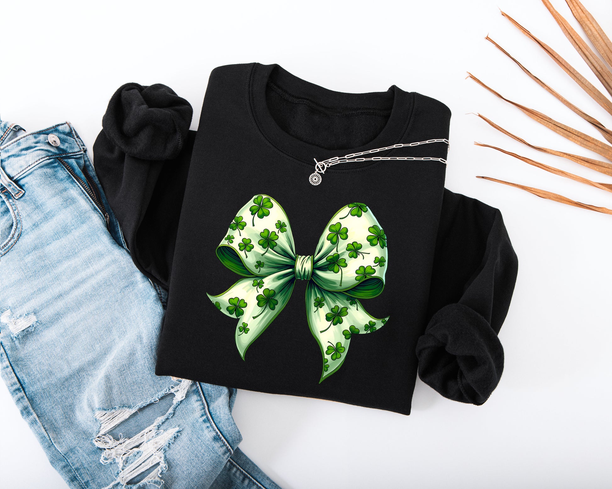 St. Patricks Coquette Bow Adult Sweatshirt