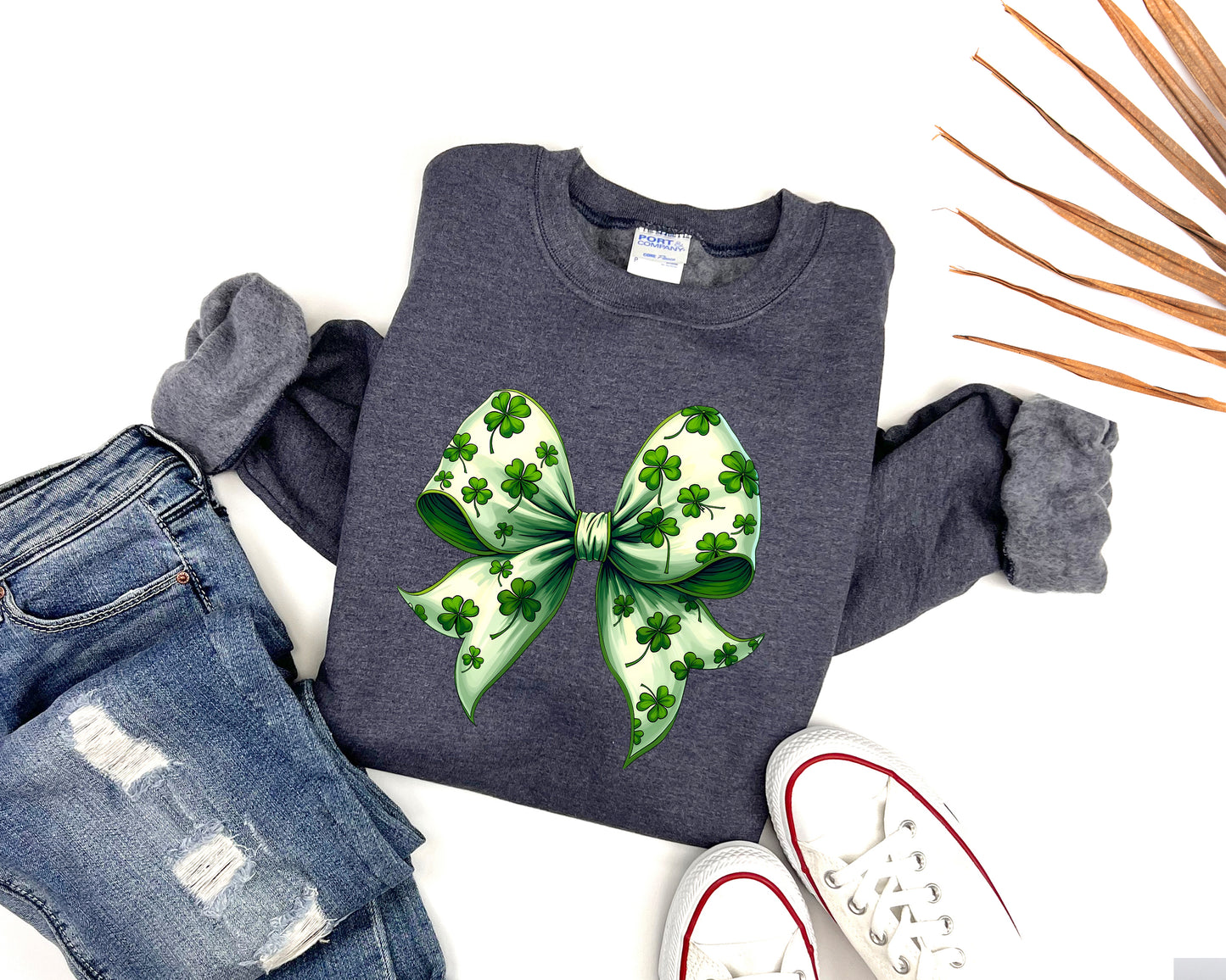 St. Patricks Coquette Bow Adult Sweatshirt