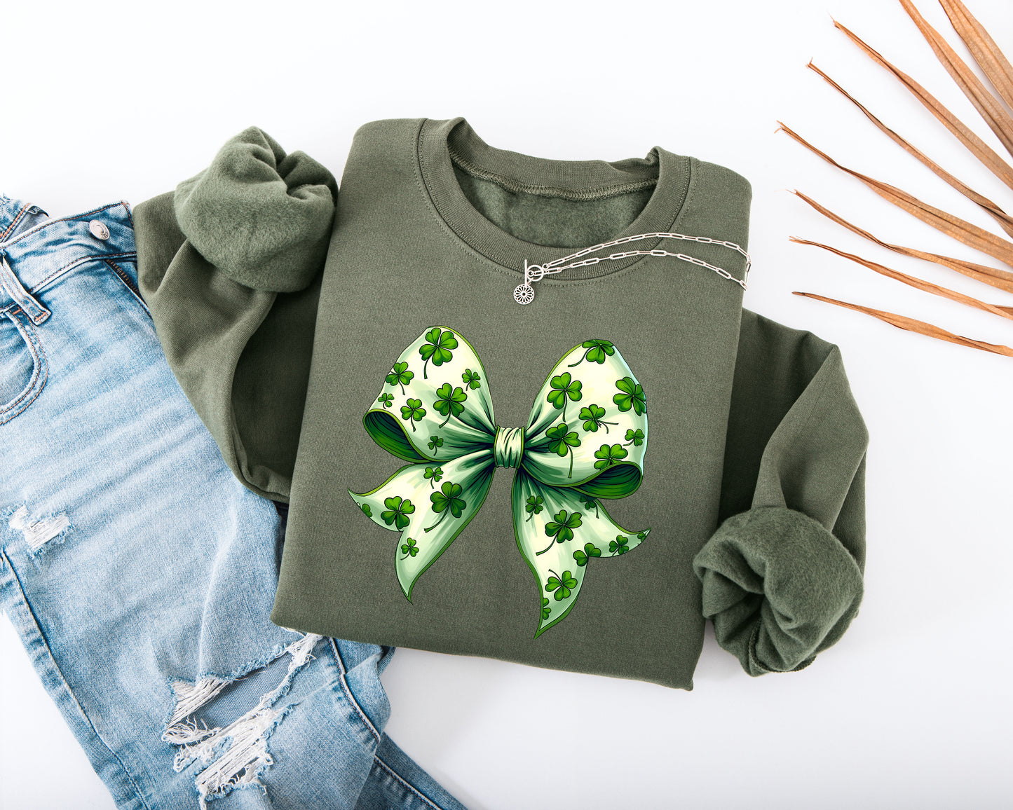 St. Patricks Coquette Bow Adult Sweatshirt