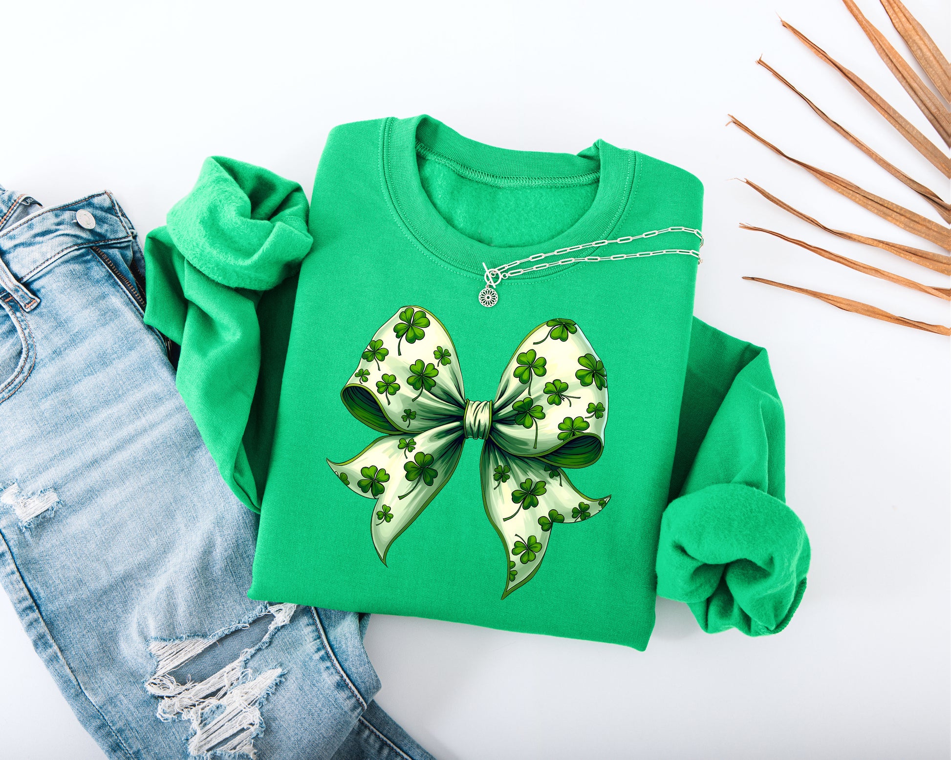 St. Patricks Coquette Bow Adult Sweatshirt